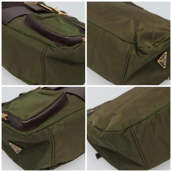 PRADA Shoulder Bag Nylon Khaki Gold Auth 120599 - Picture 15 of 16